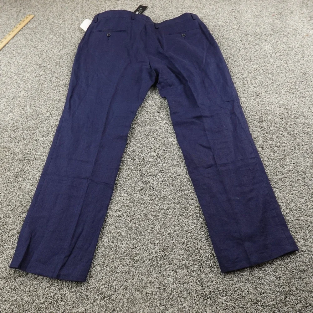NEW Tommy Hilfiger Pants Mens 36X29 Blue Linen Chino Trouser Dress Slacks Office
